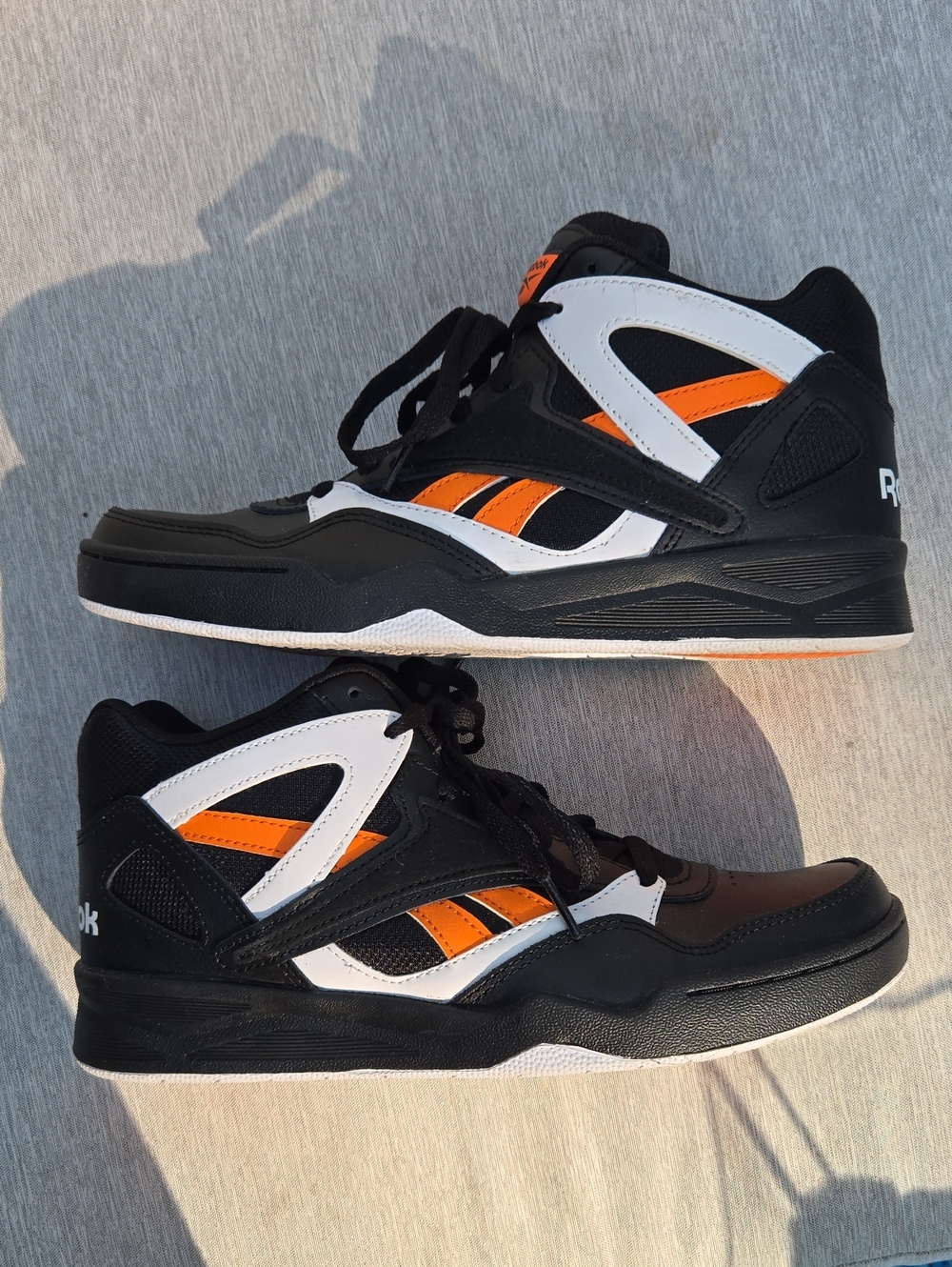 Reebok Black, Orange & White Mid-Top Basketball Shoes